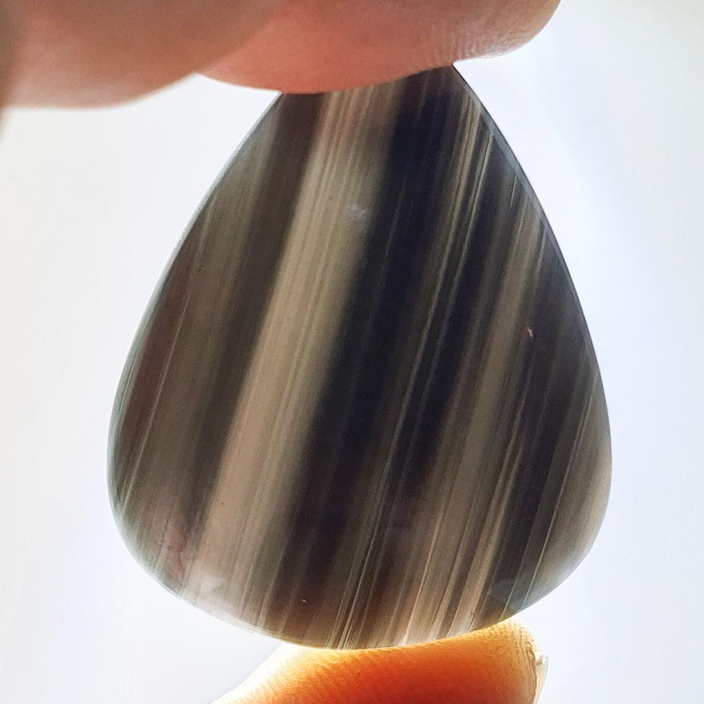 Cabochon obsidienne midnight lace argentée