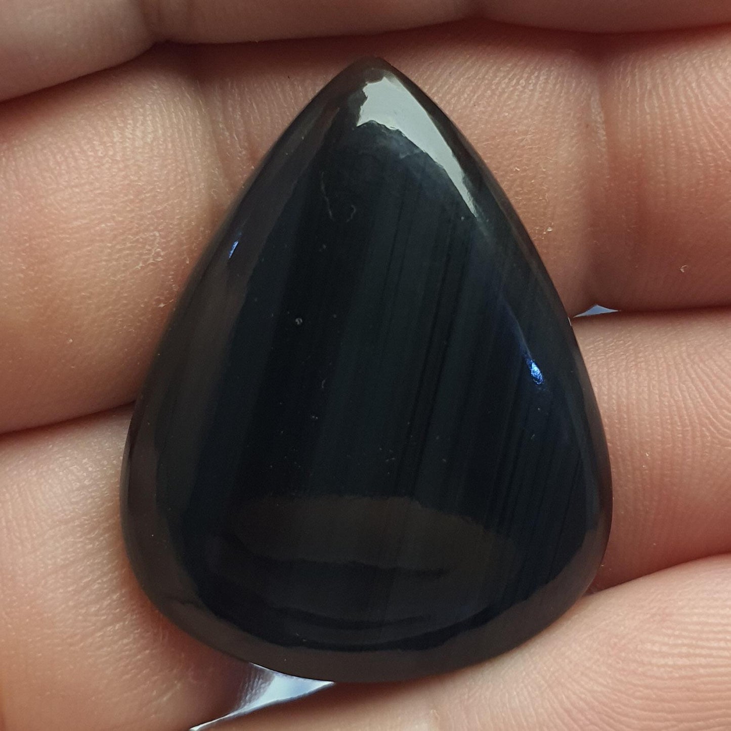 Cabochon obsidienne midnight lace argentée