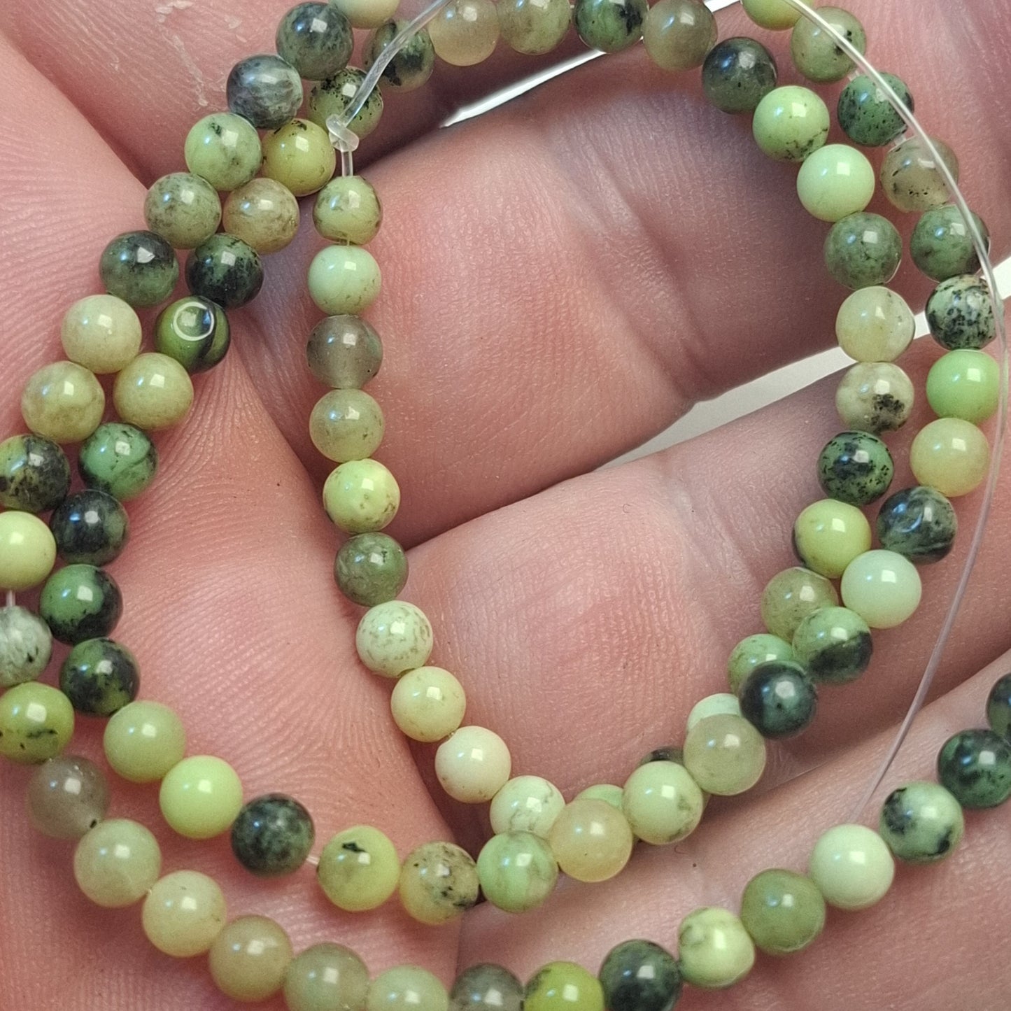 Perles Serpentine 4mm, corde 40cm perles rondes naturelles