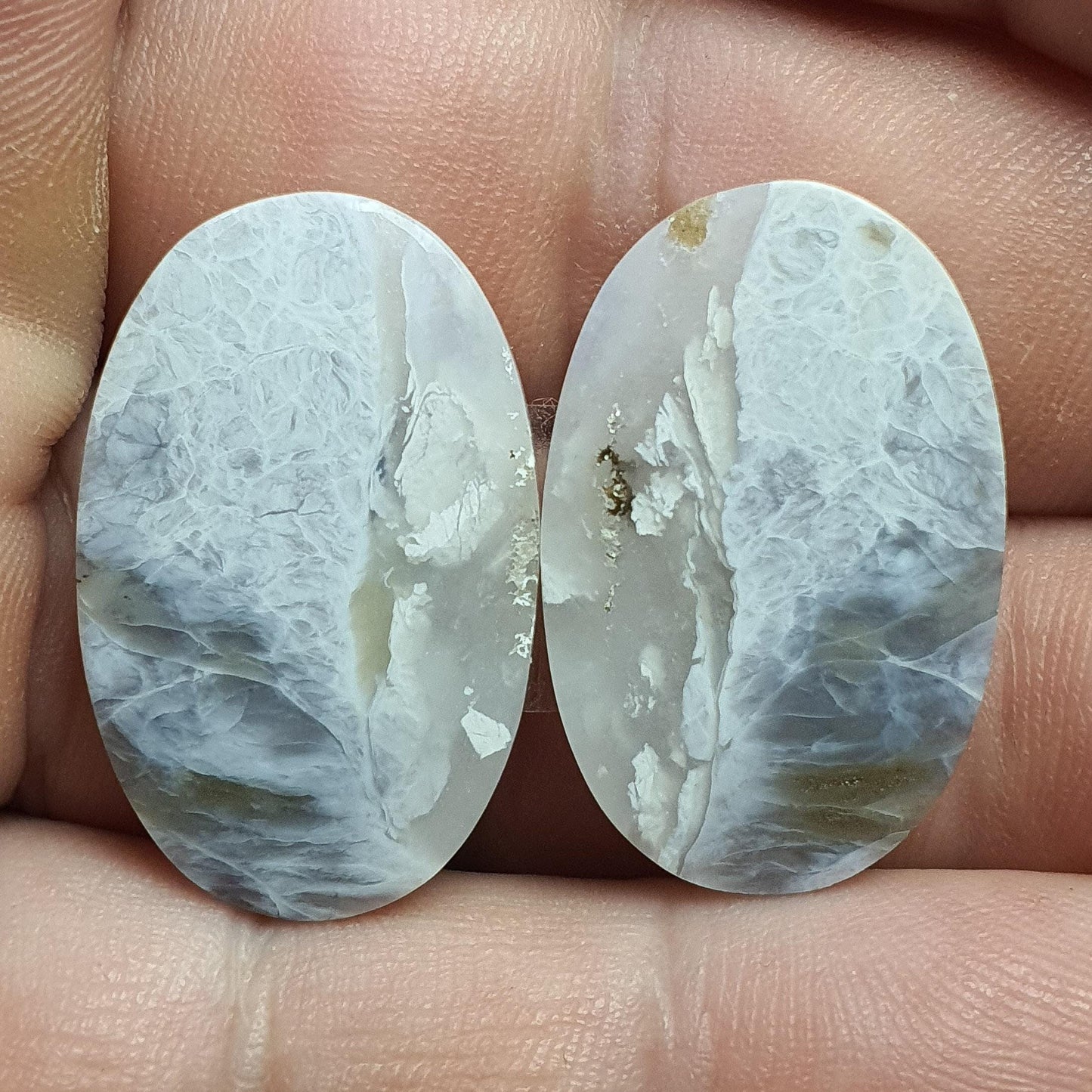 Paire cabochons calcedoine lavande