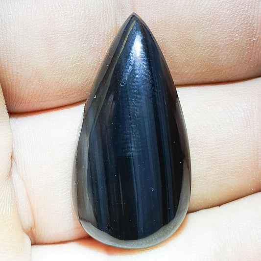 Cabochon obsidienne midnight lace argentée