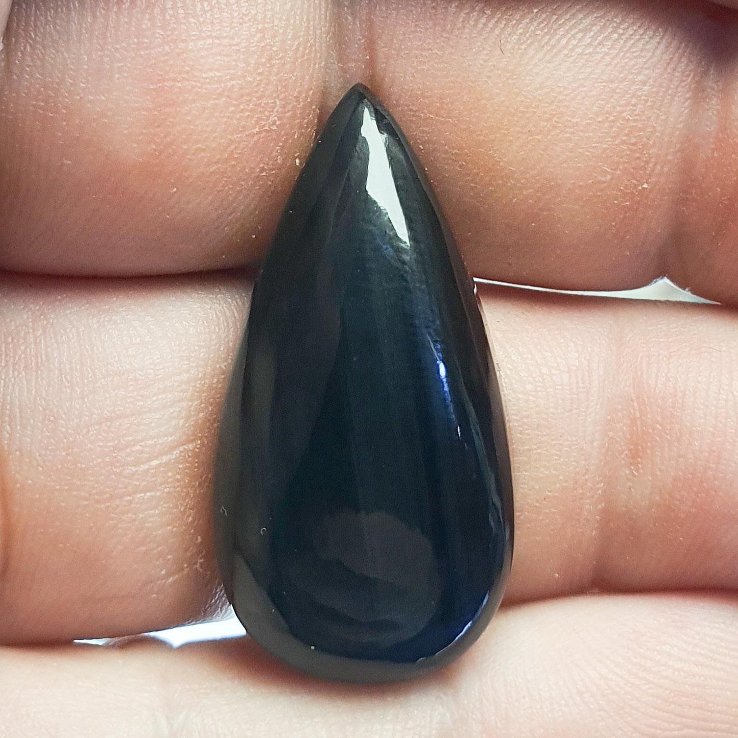 Cabochon obsidienne midnight lace argentée