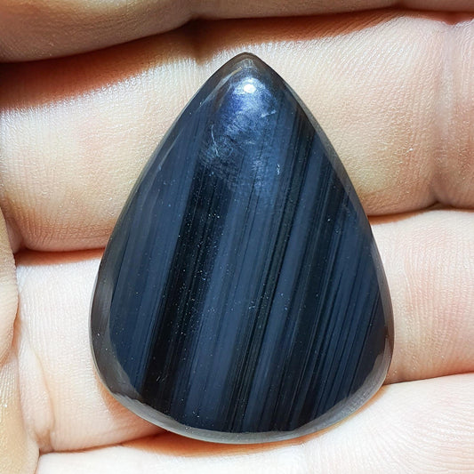 Cabochon obsidienne midnight lace argentée