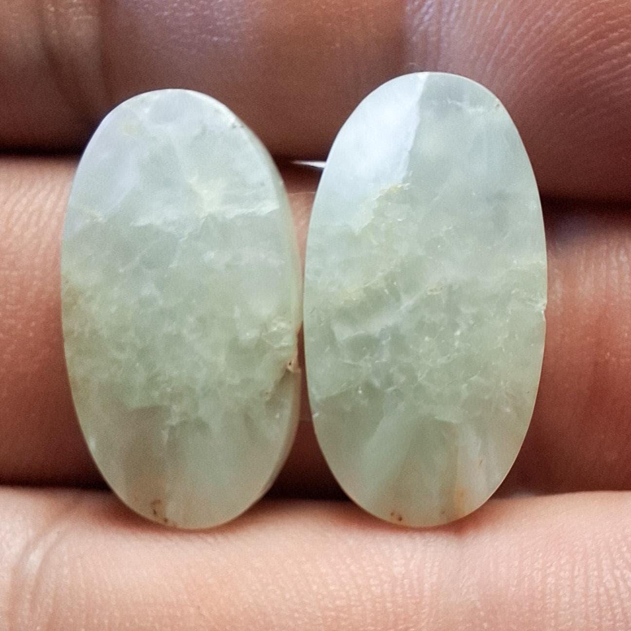 Paire cabochon prehnite