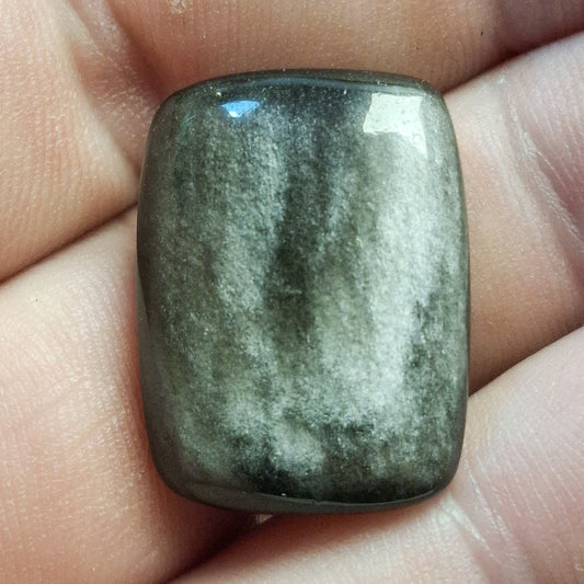 Cabochon Obsidienne Argentée