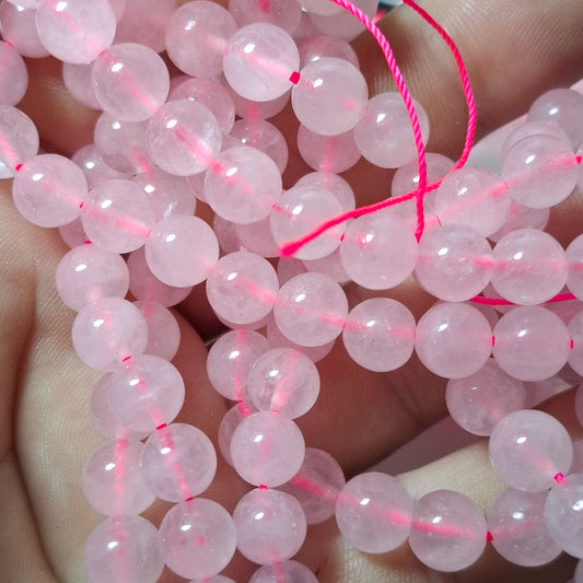 Perles Quartz Rose 8mm, corde 40cm perles rondes naturelles