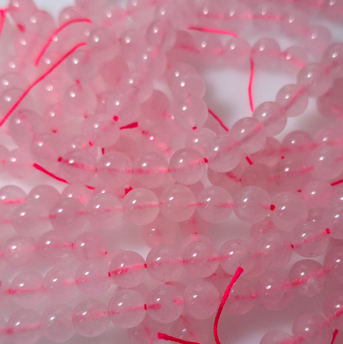 Perles Quartz Rose 8mm, corde 40cm perles rondes naturelles