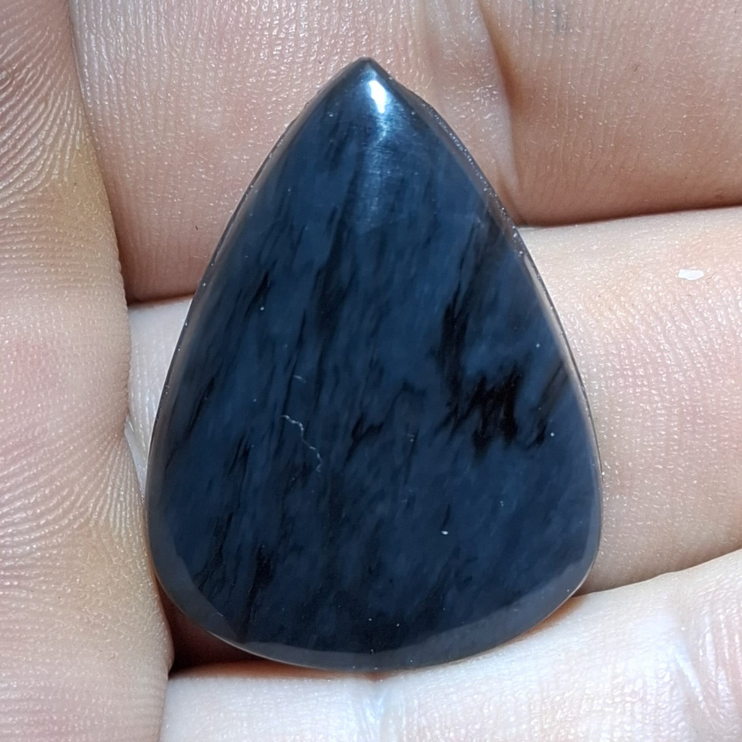Cabochon obsidienne midnight lace argentée Rainurée