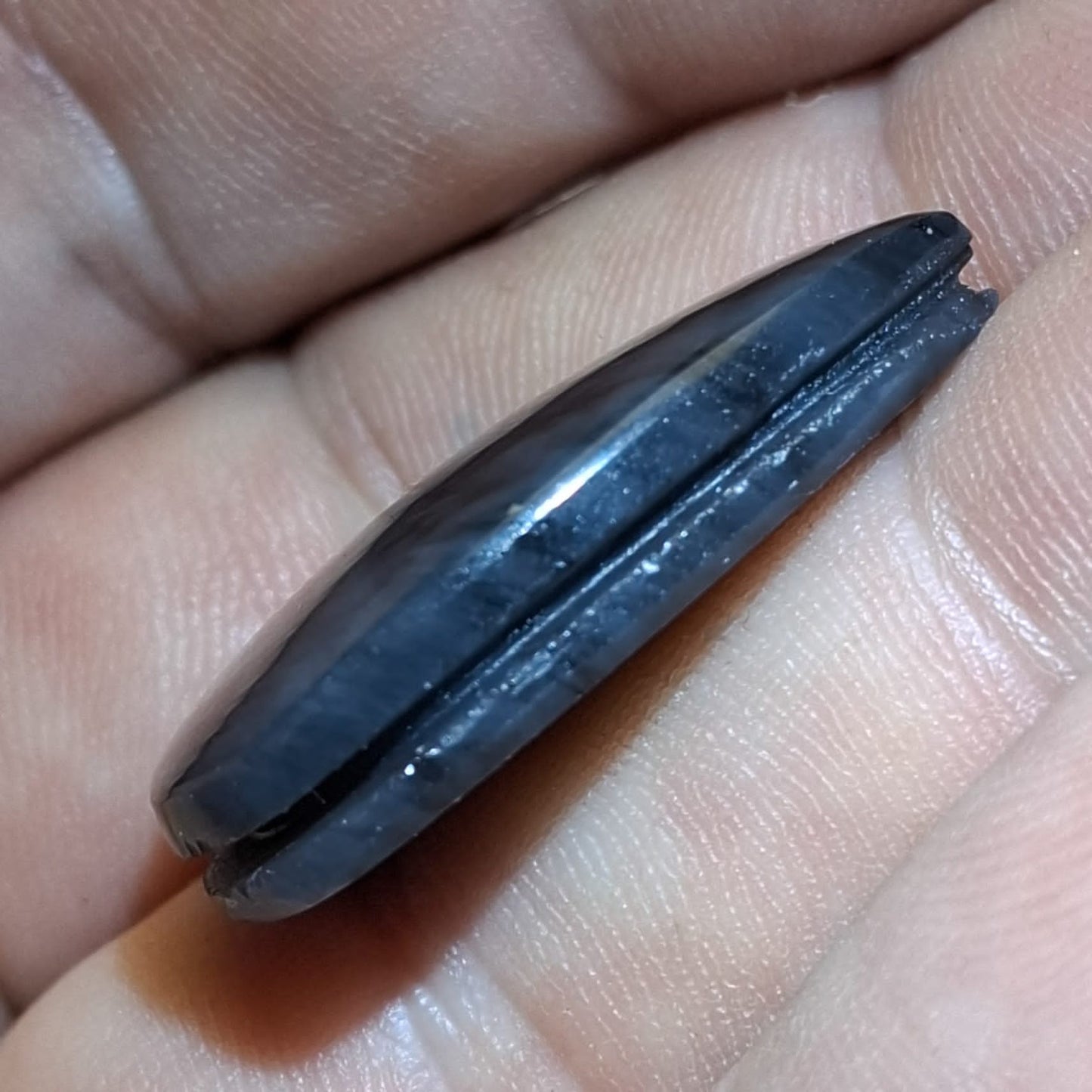 Cabochon obsidienne midnight lace argentée Rainurée