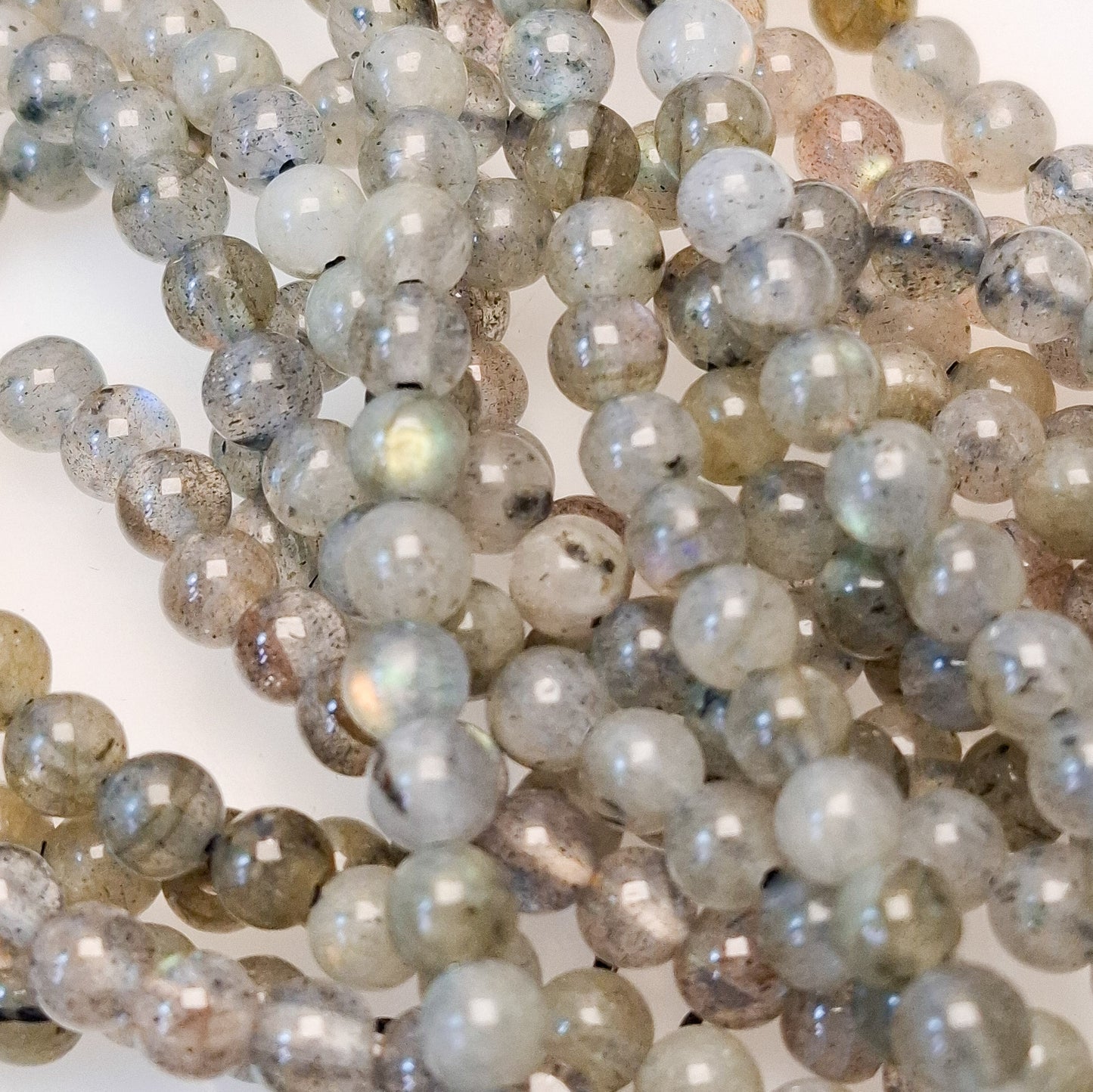 Perles Labradorite 4mm, corde 40cm perles rondes naturelles