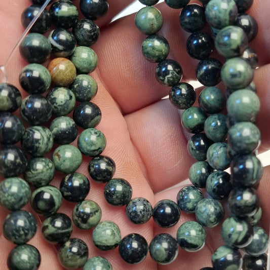Perles Jaspe Kambaba 6mm, corde 40cm perles rondes naturelles