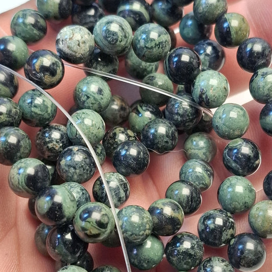 Perles Jaspe Kambaba 8mm, corde 40cm perles rondes naturelles