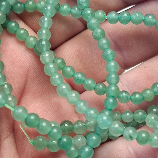 Perles Aventurine 4mm, corde 40cm perles rondes naturelles