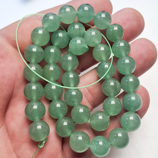 Perles Aventurine 10mm, corde 40cm perles rondes naturelles