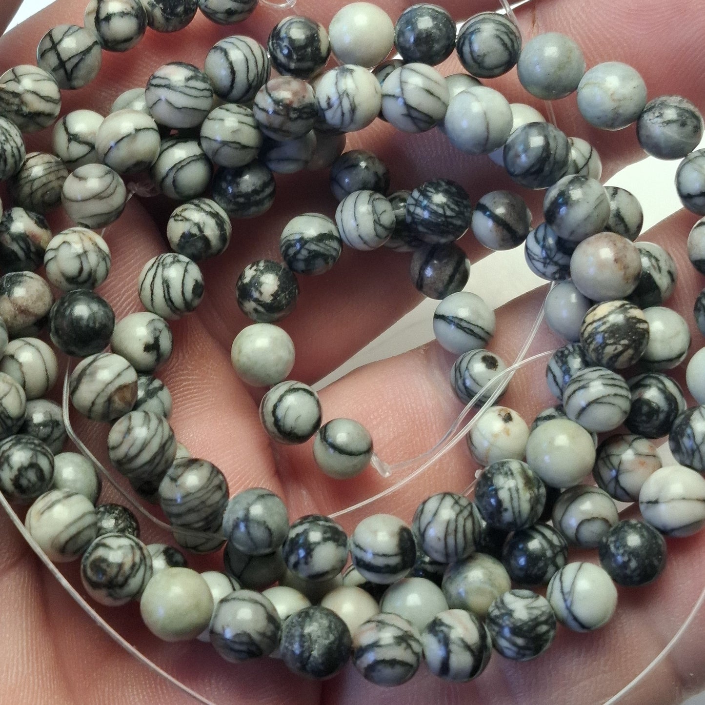Perles Jaspe Picasso 6mm, corde 40cm perles rondes naturelles