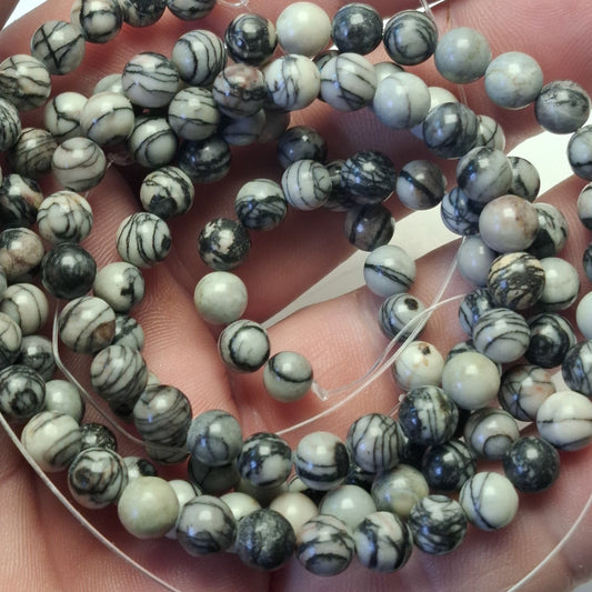 Perles Jaspe Picasso 6mm, corde 40cm perles rondes naturelles