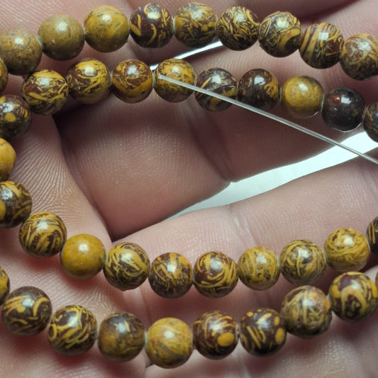 Perles Jaspe Mariam 6mm, corde 40cm perles rondes naturelles