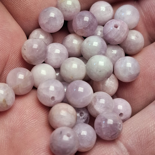 Perles Kunzite 8mm, lot de 12 perles rondes naturelles