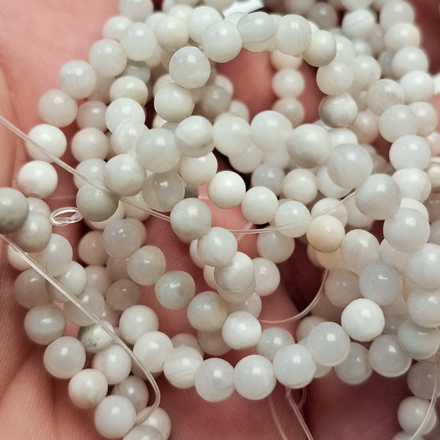 Perles Peristerite 4mm, corde 40cm perles rondes naturelles