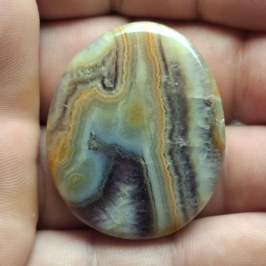 Cabochon agate de chatelperron rainurée