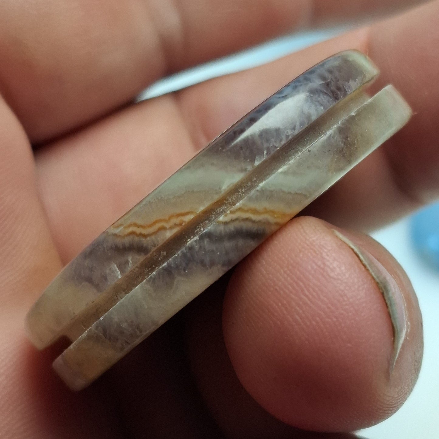 Cabochon agate de chatelperron rainurée