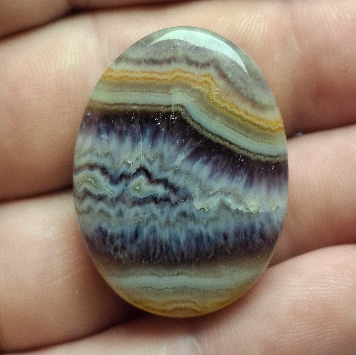 Cabochon agate de chatelperron rainurée