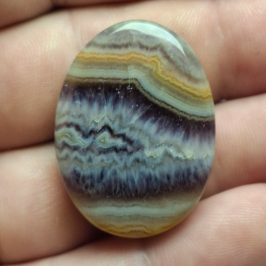 Cabochon agate de chatelperron rainurée