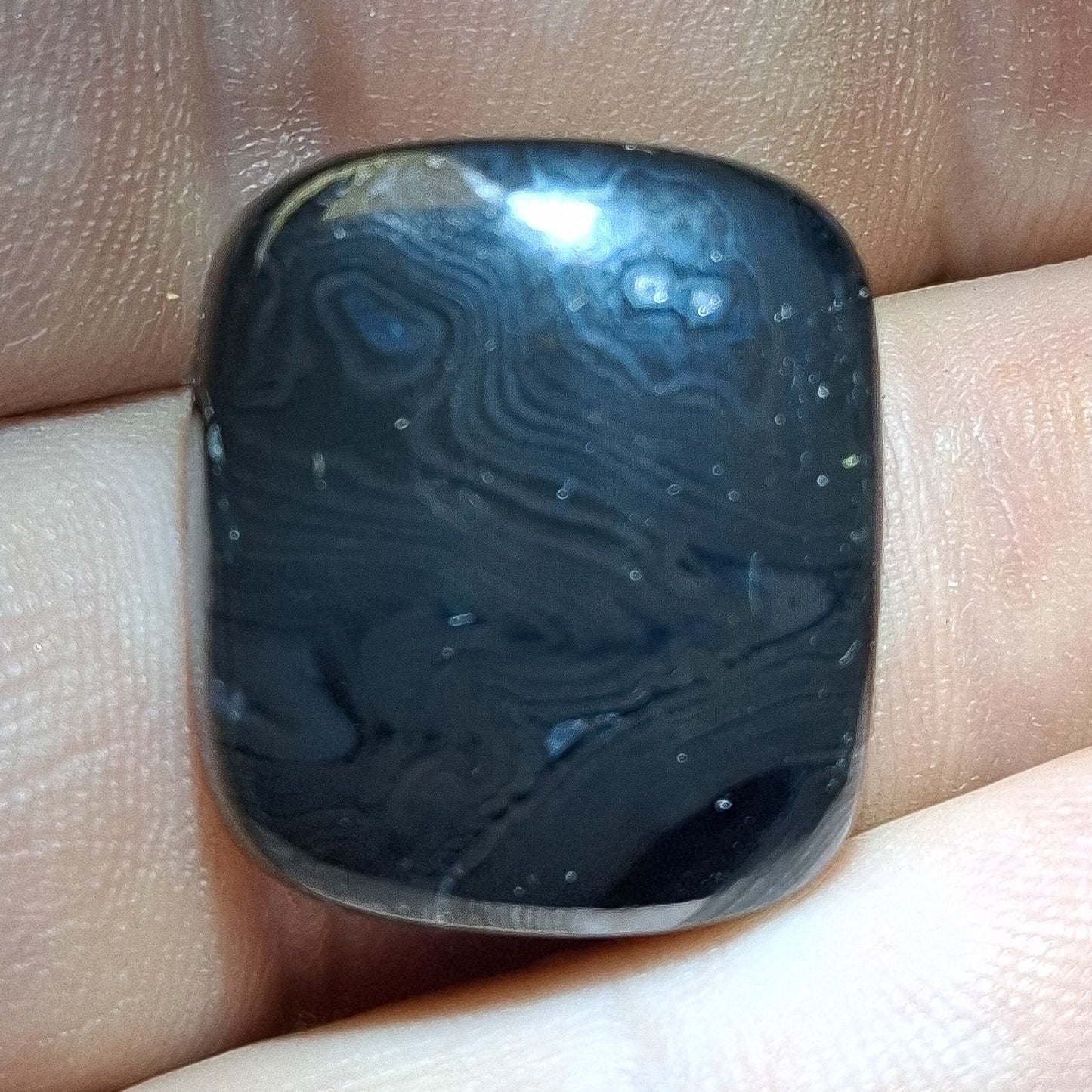Cabochon Psilomelane Crown of Silver